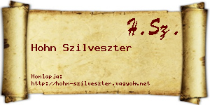 Hohn Szilveszter névjegykártya